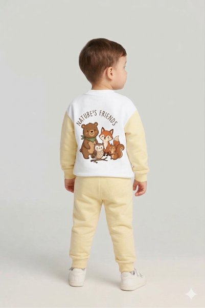 organic kids Stylish Square-Cut Boys' Winter Sharded Cotton Bottom-Up Set