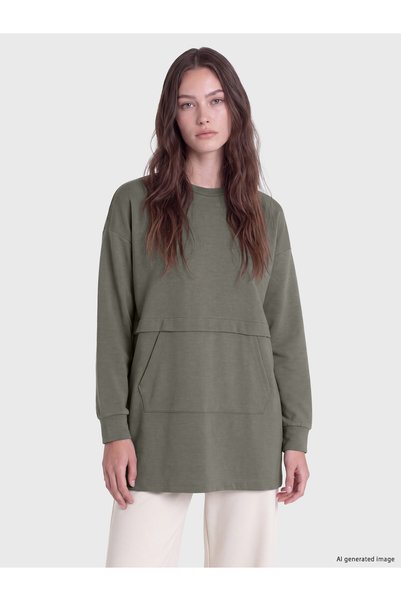 LC Waikiki سترة نسائية مريحة وفضفاضة من NEVAVM باللون الأخضر LCW Modest Green...