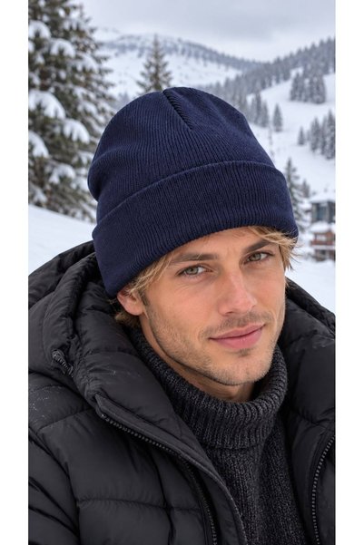 FELLMENS Navy Blue Soft-Textured Knit Men's Beanie