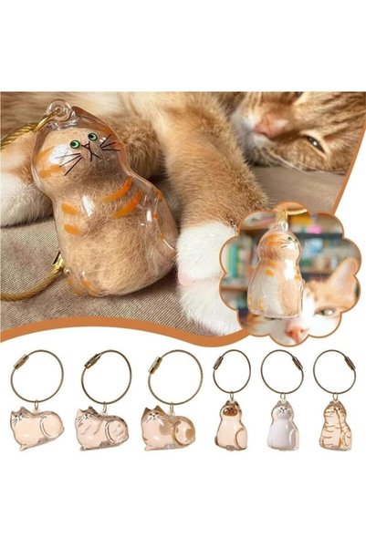 OEM Breloc transparent cu pisică - cu figurină de pisică - model asortat