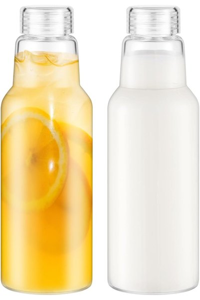 ALMEKAQUZ 34oz Glass Bottles with Lids, Clear Mason Jars for Juice, Smoothies...