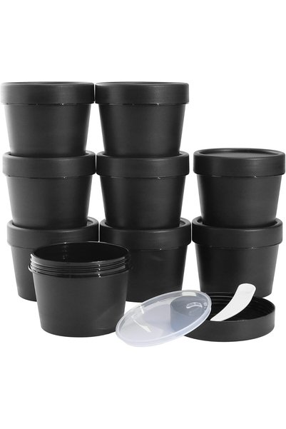 ELECDON 8 Pcs 3.4oz/100ml Empty Leakproof Cosmetic Pot Jars, Black Wide-Mouth...