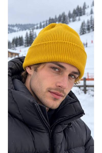 FELLMENS Yellow Soft-Textured Knit Men's Beanie