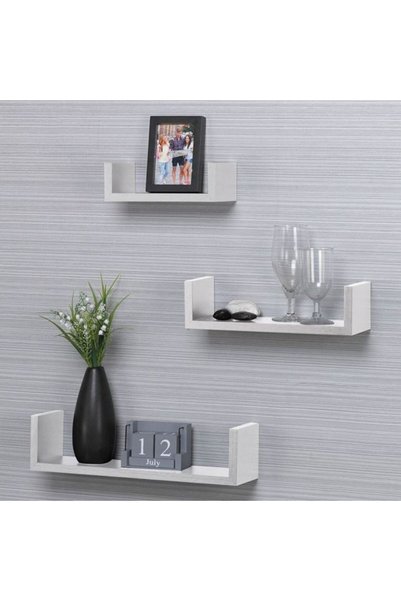 OEM Set of 3 White MDF Wall-Mounted Shelves