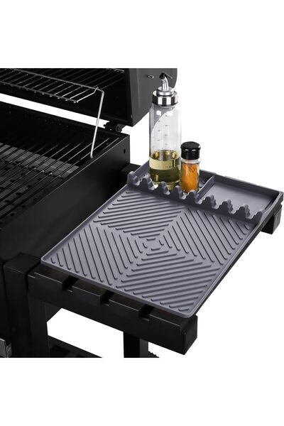 ALMEKAQUZ Grill Side Shelf Mat,Grey Silicone Spatula Pad