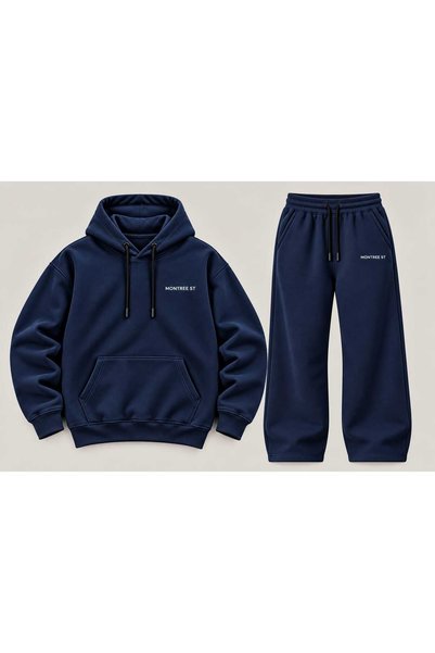 MONTREE Unisex 3-Ply 100% Cotton Oversized Hooded Printed Sweatshirt and Swea...