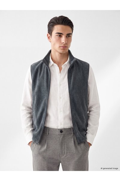 LC Waikiki Vestă din fleece pentru bărbați cu guler înalt, Sparkling Choices,...