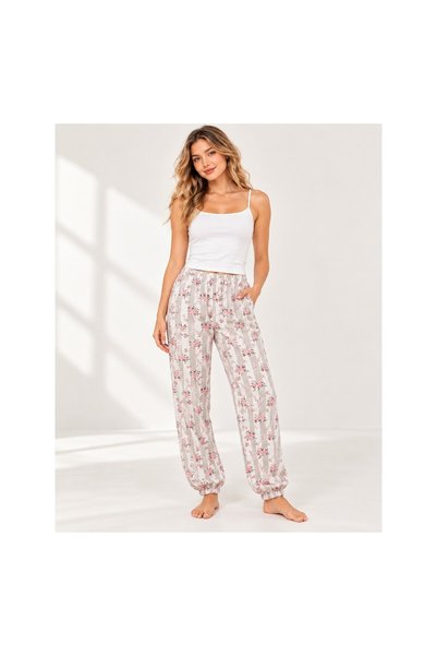 Nova Earth Art Women's Cotton Floral Print Elastic-Waist Loungewear Pajama Bo...