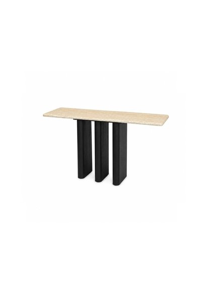 IN HOME STORE طاولة كونسول مودرن بسطح رخامي وقاعدة خشبية سوداء