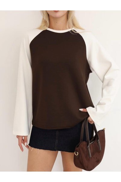 Makarina WOMEN'S RAGLAN-SLEEVE COTTON OVERSIZED SWEATSHIRT T-SHIRT
