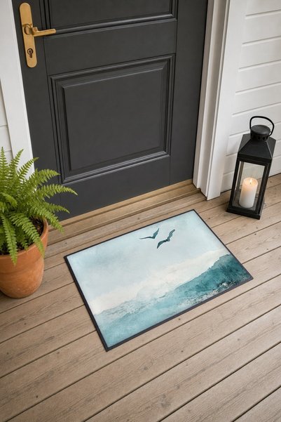 PaintedAnarchy Blue Sky Scenery Patterned Doormat, 40x60 cm, with Non-Slip So...