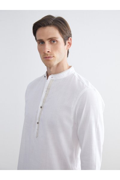 LC Waikiki LCW Vision Slim-Fit Mandarin Collar Long-Sleeve Poplin Men’s Shirt