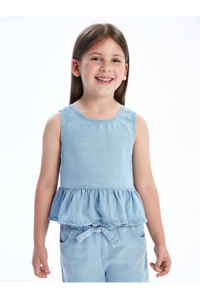 LC Waikiki Lcw kids six-ruffled girls' jean blouse