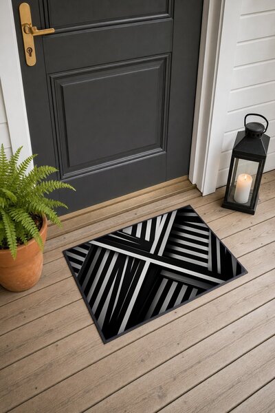 PaintedAnarchy Black and White Striped Pattern 031 Doormat, 40x60 cm, Non-Sli...