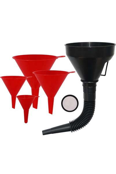 KongNai Otomotiv için plastik yakıt hunisi, 5'li set, geniş ağızlı esnek yağ hunisi, gaz transferi i