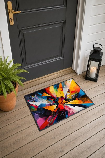PaintedAnarchy Colorful Abstract Patterned 926 Doormat, 40x60 cm, with Non-Sl...