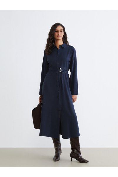 LC Waikiki LCW Vision Waist-Belted Shirt Dress