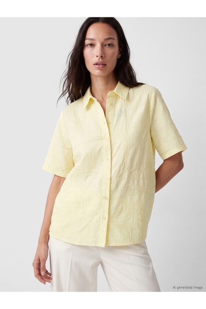 LC Waikiki LCW STUDIO Women's Short-Sleeved Embroidered Shirt