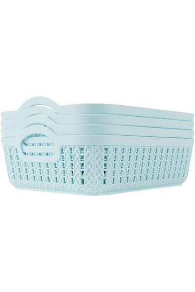 Lawazim Storage Baskets Set - 4 Pieces, Blue| Stackable Decorative storage ba...