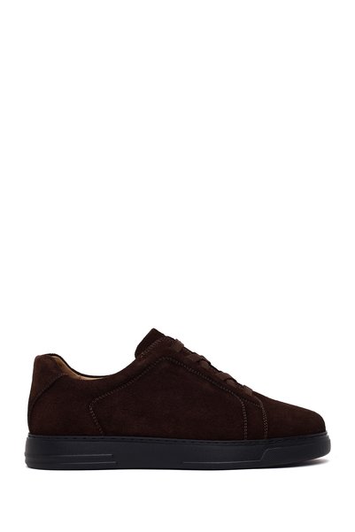 Derimod Men's Brown Lace-Up Suede Leather Sneaker WM680056DS