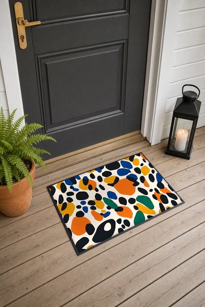 PaintedAnarchy Colorful Terrazzo Polka Dot Door Mat, 40x60 cm, with Non-Slip ...