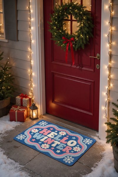 PaintedAnarchy "Hello Winter" Printed New Year's Doormat, 40x60 cm, Non-Slip ...