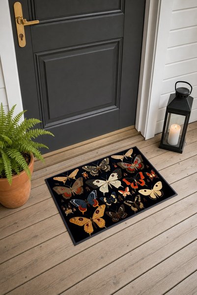 PaintedAnarchy Brown Butterflies Patterned Doormat, 40x60 cm, Non-Slip Sole, ...