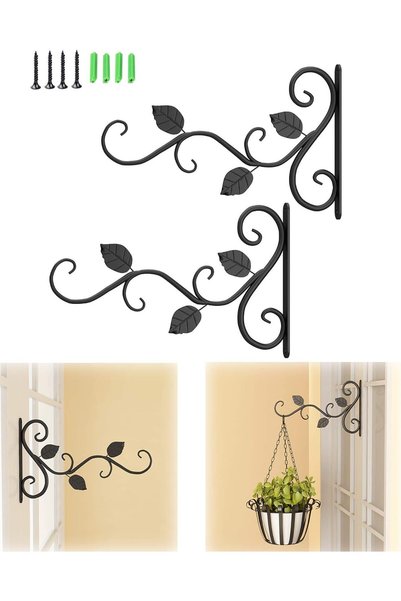 MAKINGTEC Hanging Plant Bracket, 2Pcs 12in Metal Wrought Iron Planter Hooks, ...