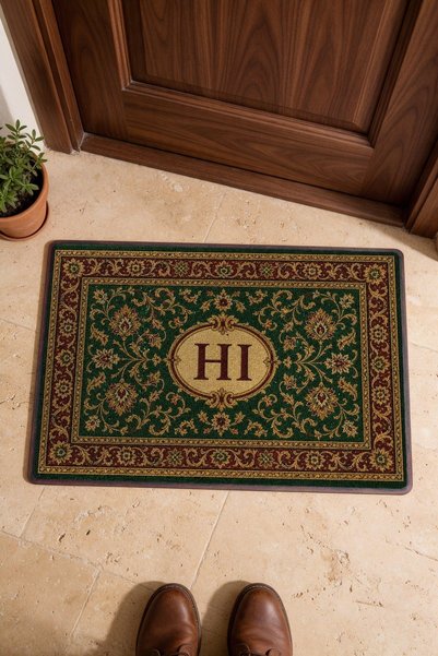 PaintedAnarchy "H" Letter Doormat, 40x60 cm, Non-Slip Sole, Decorative