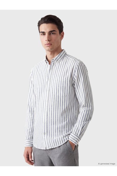 LC Waikiki LCWAIKIKI Classic Regular Fit Striped Gabardine Men's Shirt