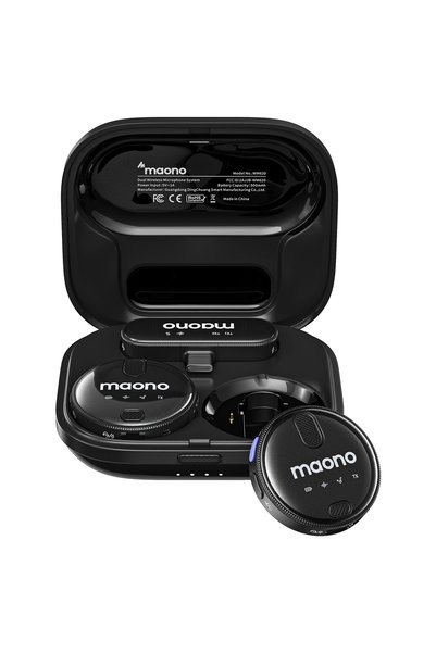 MAONO Lavaliera wireless dubla WM620, Double Noise Cancellation, Sistem cu mu...