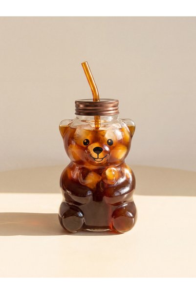LC Waikiki Teddy bear Figured Glass Strawed Glass 600 Ml