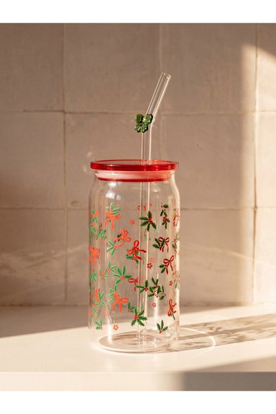 LC Waikiki Bow Patterned Glass Strawed Glass 480 Ml
