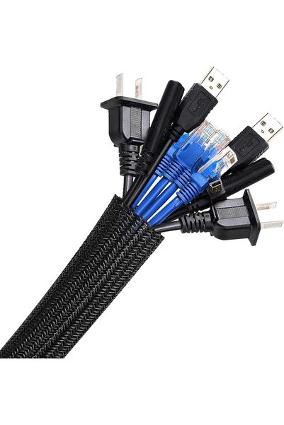 AGPTEK White Cable Sleeve Cover, 6.6 ft-1 inch, Cord Management System for De...