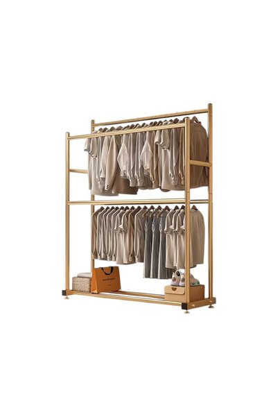 Tradesor Μεταλλική κρεμάστρα δαπέδου διπλή - 100cm - 8687Y-N - Gold - 421526