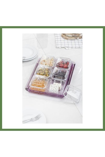 Hobibahçem Acrylic Plum 6-Piece Breakfast Set with Lids & Storage Containers ...