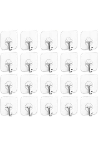 GENERAL SKY-TOUCH Adhesive Hooks Heavy Duty Wall Hooks 20Pack 8kg (Max) Self ...