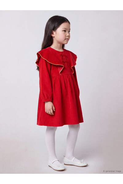 LC Waikiki A Dress with a Bow Detail in Velvet for Style-Conscious Girls from...