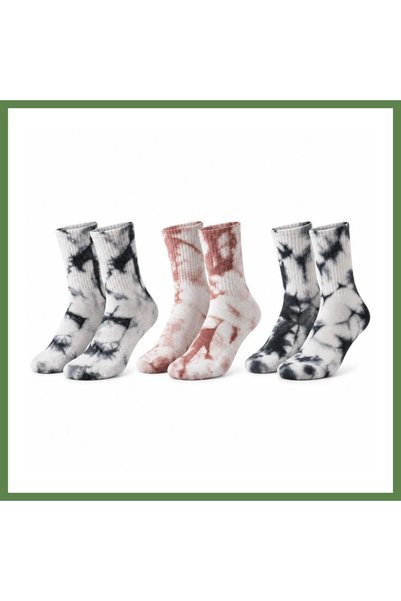 Hobibahçem Unisex Batik Print Socks, 3-Pack, Cotton, Long-Cuff, Casual, Athle...