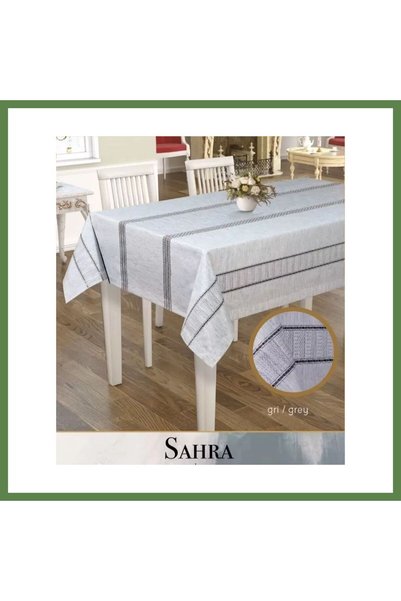 Hobibahçem 160x260 cm Sahra Model Gray Polyester Lace-Like Knit Linen Tablecl...