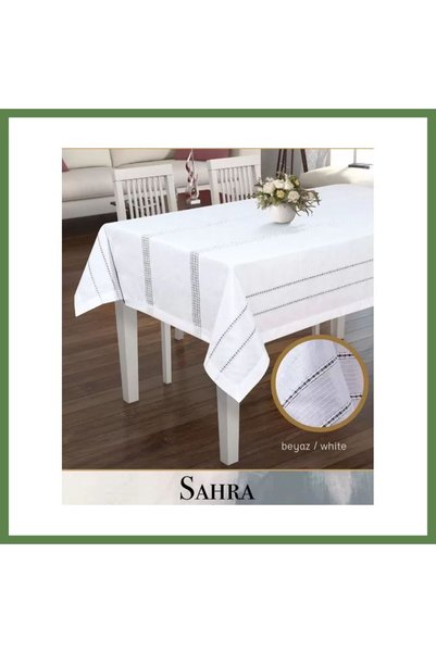 Hobibahçem 160x260 cm White Sahara Polyester Lace-Like Knit Linen Tablecloth ...