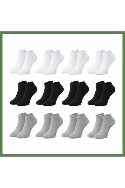 Hobibahçem Men's Bamboo Ankle Socks, 12-Pack, Black, White, Gray, Breathable,...