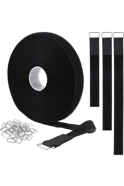 Generic 16Ft x 1In Adjustable Cable Straps with 25 Metal Buckles, Free Cut Le...