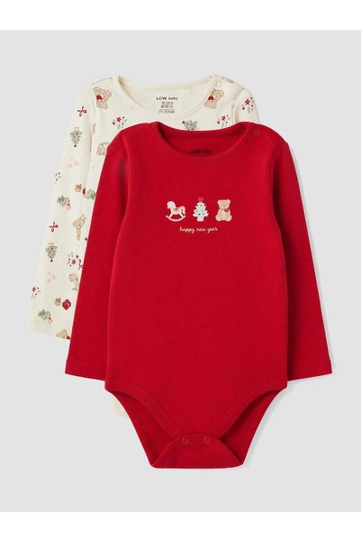 LC Waikiki Size 2 New Year's-Themed Girl's snap-fastened bodysuit (W6)