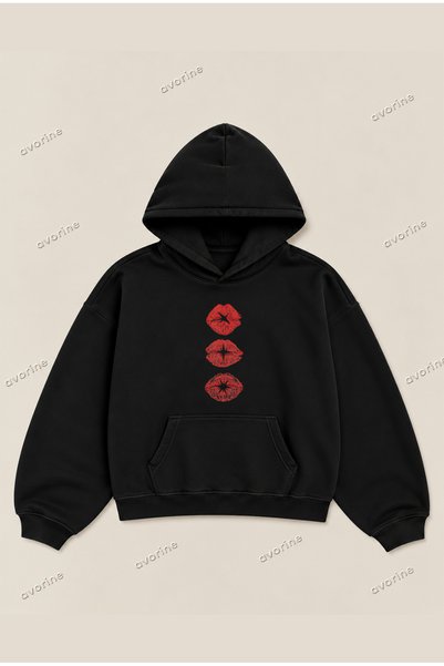 Moon Dancer Kisses Hoodie Printed Relaxed Fit Oversize Unisex Hoodie 100% Cot...