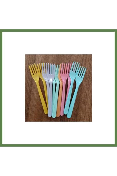 Hobibahçem NİSA PLASTIC LUXURY COLORFUL FORKS, PACK OF 6 HB006