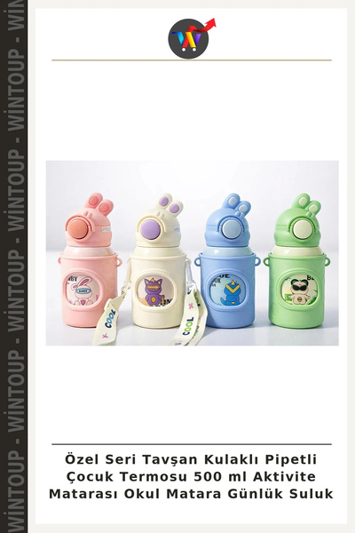 Wintoup Special Edition Rabbit-Eared Straw Kids' Thermos, 500 ml, Activity Bo...