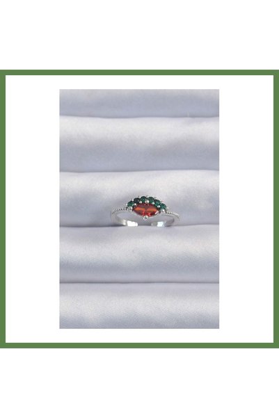 Hobibahçem Adjustable Watermelon-Shaped Ring with Silver-Colored Rice-Shaped ...