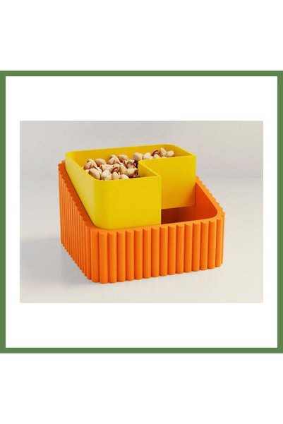Hobibahçem 3D-Printed Pistachio Bowl - Dual-Chamber Shell Separator Serving B...
