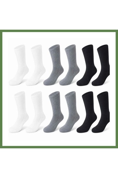 Hobibahçem Men's Sports Socks, 6 Pairs, Terry-Lined, Cotton Jersey, Long-Cuff...